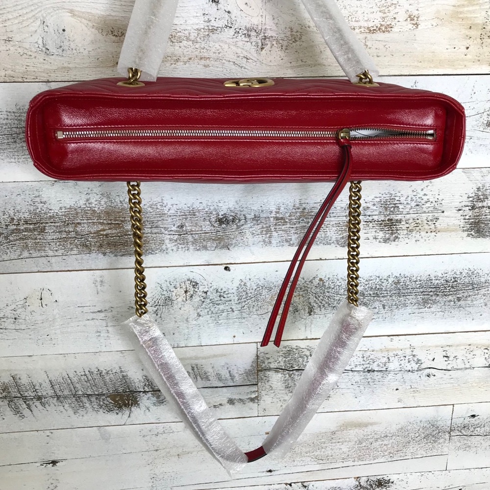 Gucci Red Quilted Medium Marmont Tote 524578 Bag - Picture 6 of 16